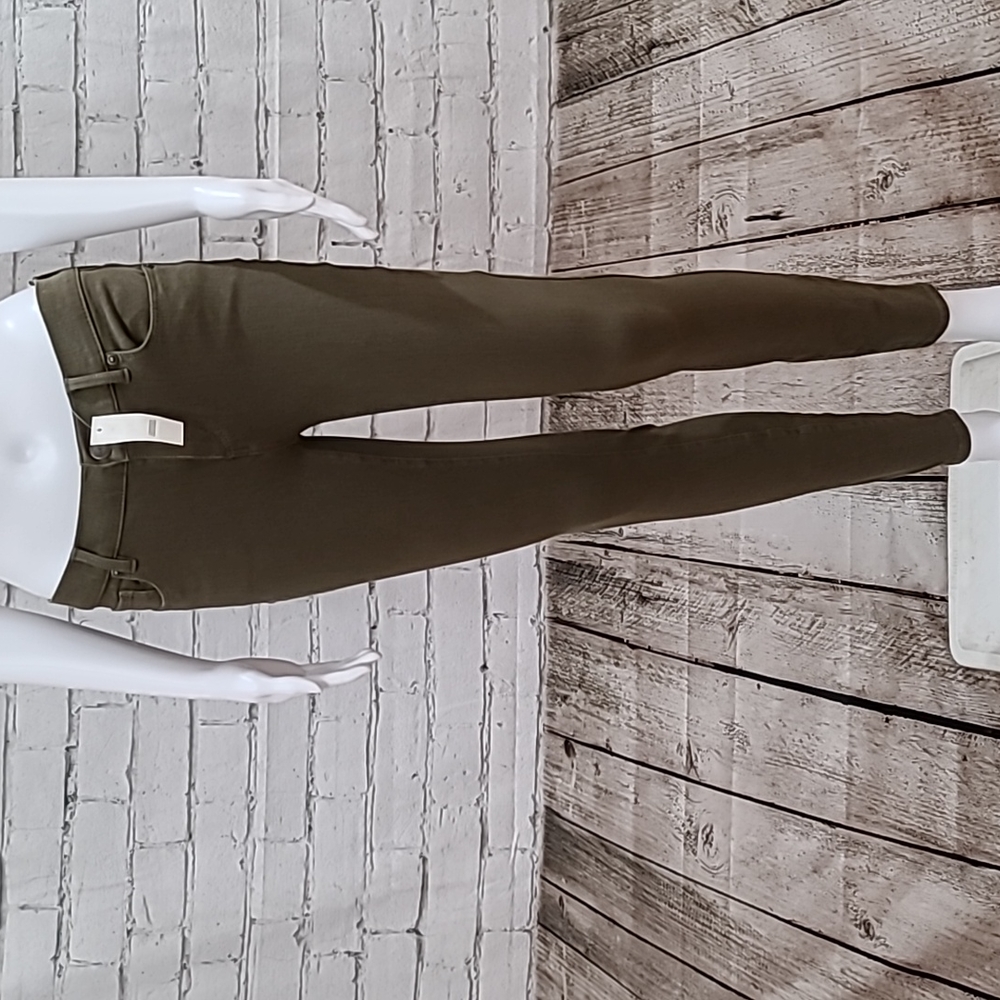 Ann Taylor Loft Performance Low Rise Denim Crop Ankle Legging Olive Green - NWT